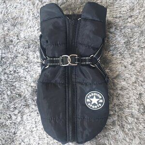 FASHION SPORTS Dog Harness Fleece Jacket in Black, Medium